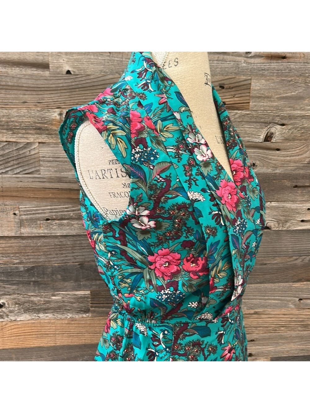 ASOS Floral Teal Cap Sleeve Romper Size 4 - Picture 7 of 13